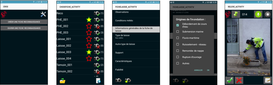  Captures d'écran de l'application Android CRISI